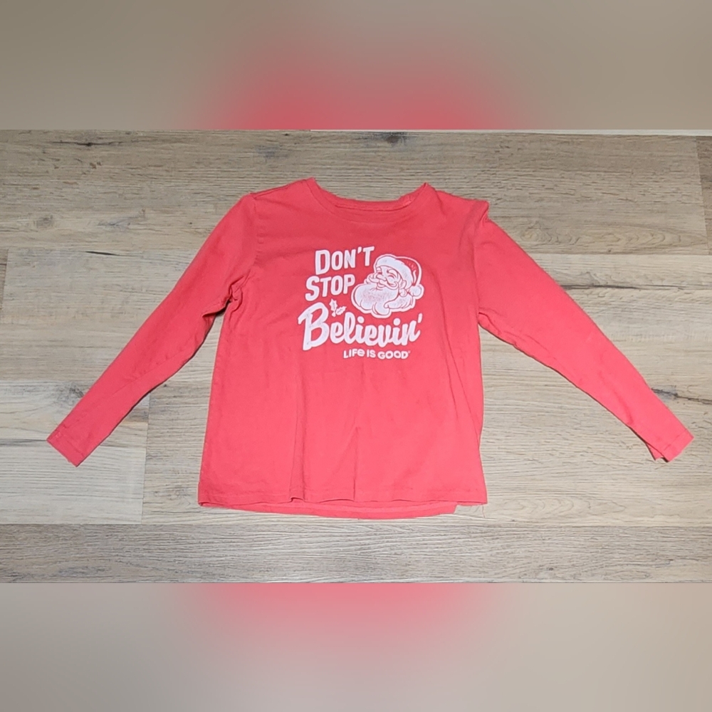 Boys Life is Good "Don't Stop Believin" Crusher XMAS Tee sz XL (12-14)  BIN N